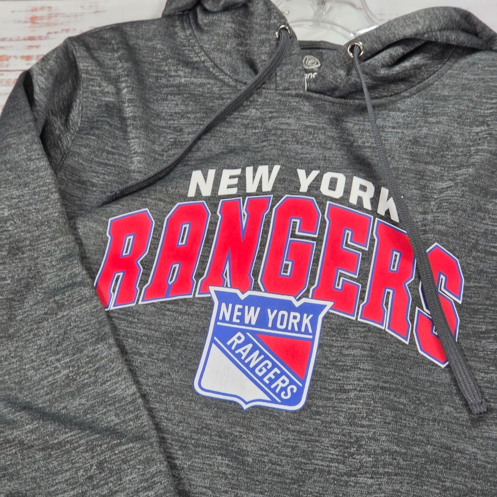 Fanatics New York Rangers Hoodie Mens S Gray Excellent NHL Pullover Space Dye